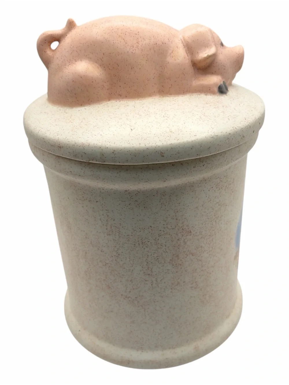 Vintage Ceramic Speckled Pig Cookie Jar Country Farmhouse 10.25” Lidded Storage